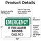 Signmission If Fire Alarm Sounds Call 911 Emergency Sign, Vinyl Decal, 10in W x 7in L, 2PK OS-2PACK-EM-D-710-L-10393 - alternate 5